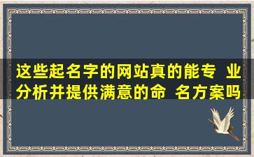 这些起名字的网站真的能专  业分析并提供满意的命  名方案吗